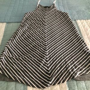Prana. A most comfortable dress with rope straps, gray and white, and cotton.